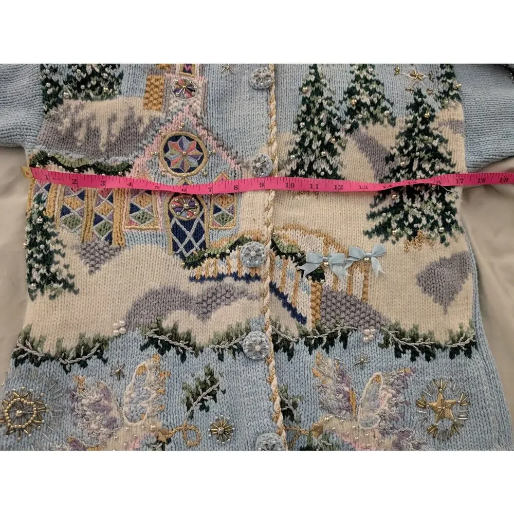 Bellepointe S Christmas Cardigan Sweater Church Doves Embroidered Beaded